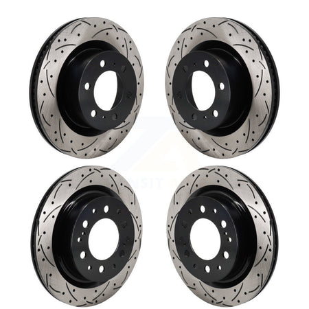 Front Rear Coated Drilled Slot Disc Brake Rotors Kit For Toyota Tundra Sequoia Lexus LX600 KD-100674