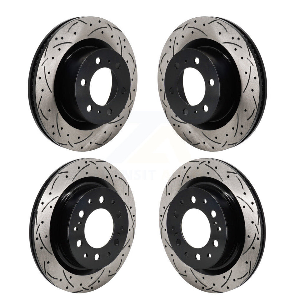 Front Rear Coated Drilled Slot Disc Brake Rotors Kit For Toyota Tundra Sequoia Lexus LX600 KD-100674