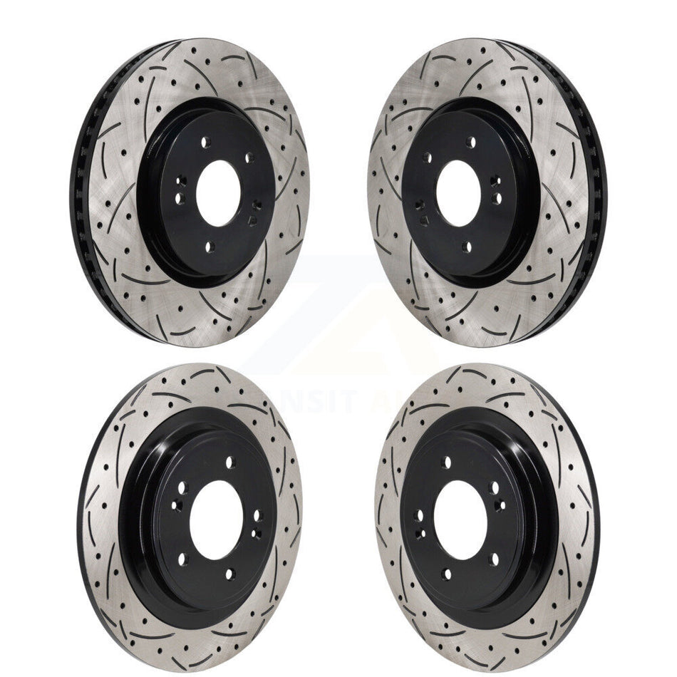 Front Rear Coated Drilled Slotted Disc Brake Rotors Kit For Hyundai Tucson Kia Sportage KD-100675