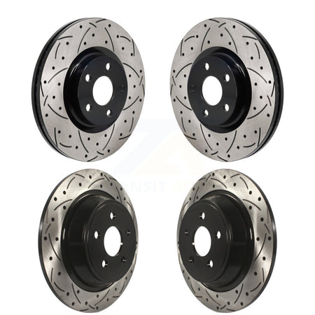 Front Rear Coated Drilled Slotted Disc Brake Rotors Kit For 2017-2020 Lincoln MKZ 2.0L KD-100678