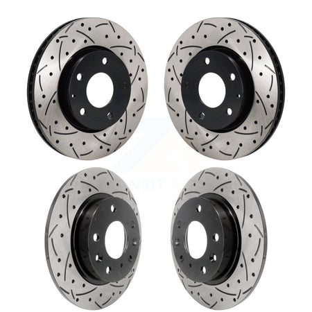 Front Rear Coated Drilled Slotted Disc Brake Rotors Kit For Mazda 3 Sport FWD KD-100679