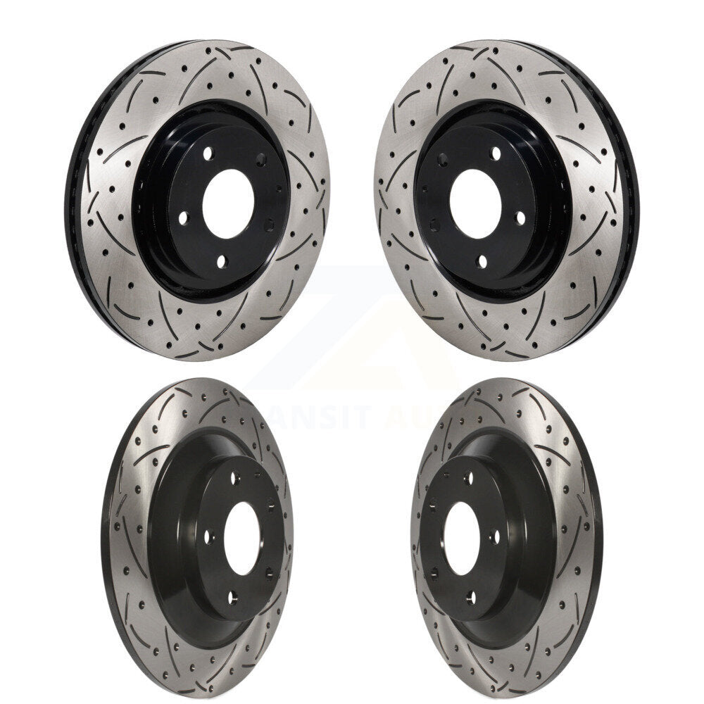 Front Rear Coated Drilled Slot Disc Brake Rotors Kit For 2019-2024 Mazda CX-5 Turbocharged KD-100681