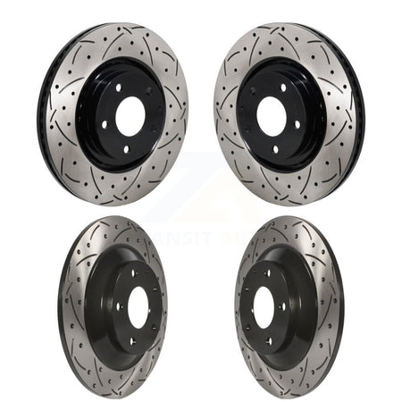Front Rear Coated Drilled Slot Disc Brake Rotors Kit For 2019-2024 Mazda CX-5 Turbocharged KD-100681