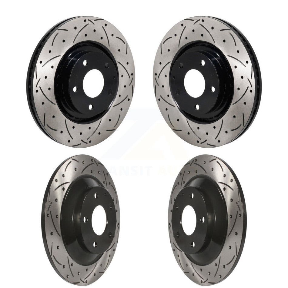 Front Rear Coated Drilled Slot Disc Brake Rotors Kit For 2019-2024 Mazda CX-5 Turbocharged KD-100681