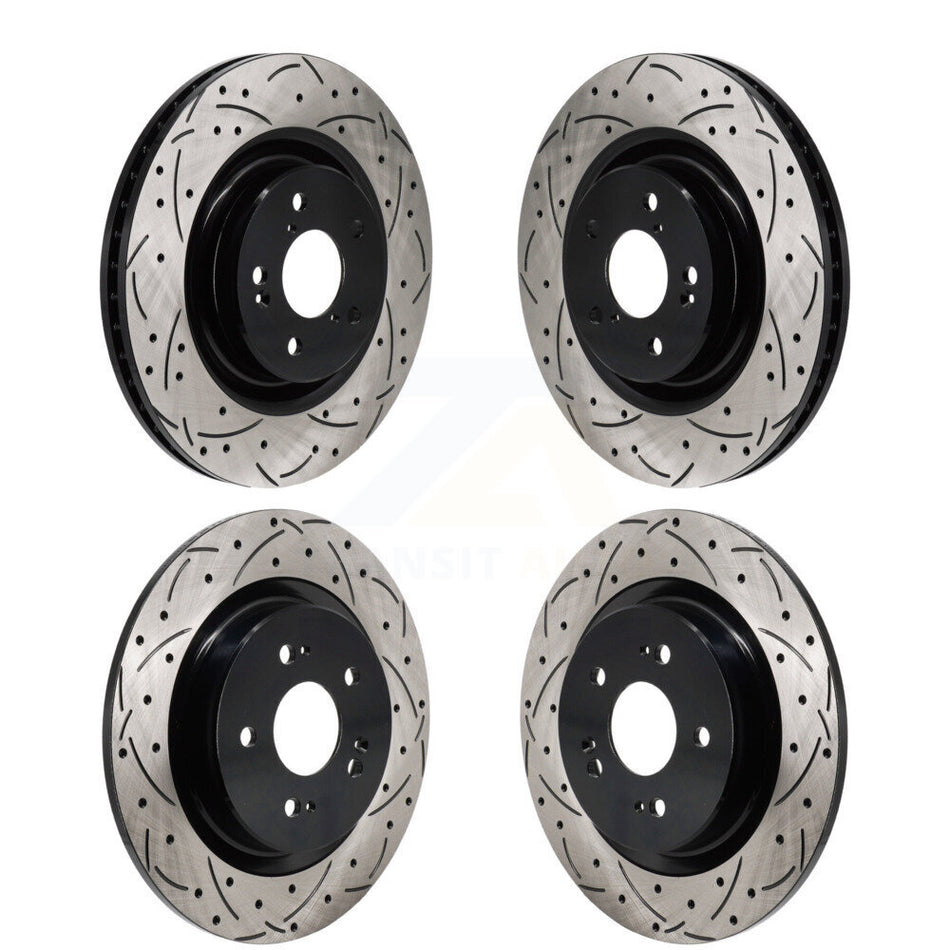 Front Rear Coated Drilled Slotted Disc Brake Rotors Kit For 2022-2023 Acura MDX 3.5L KD-100684