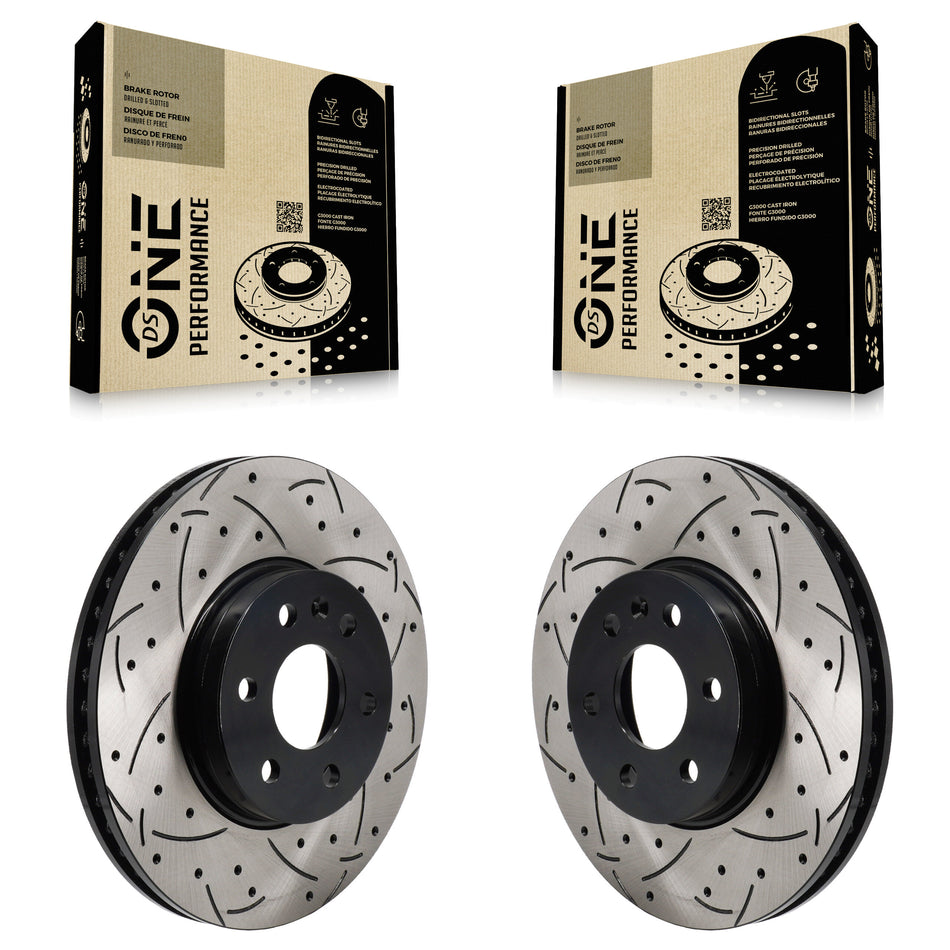 Front Coated Drill Slot Disc Brake Rotors Pair For 2021-2022 Chevrolet Colorado GMC Canyon KD-100685