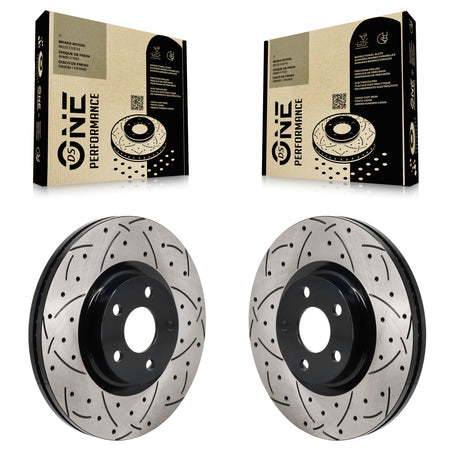 Front Coated Drilled Slotted Disc Brake Rotors Pair For 2017-2020 Lincoln MKZ 2.0L KD-100687