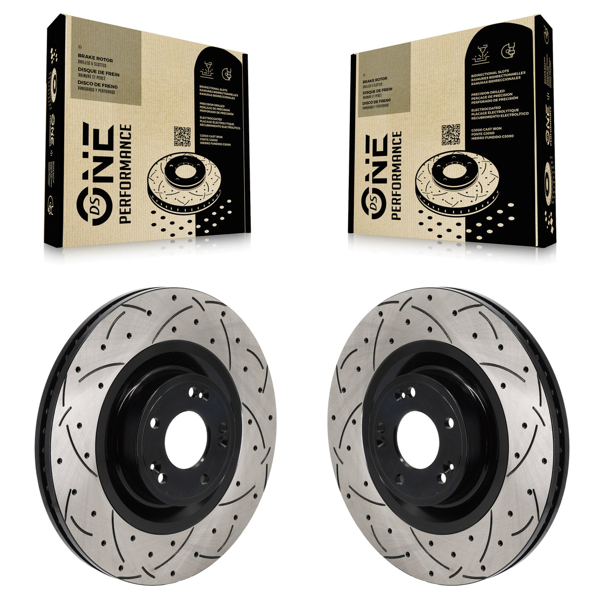 Front Coated Drilled Slotted Disc Brake Rotors Pair For Hyundai Genesis Equus G80 Kia K900 KD-100688