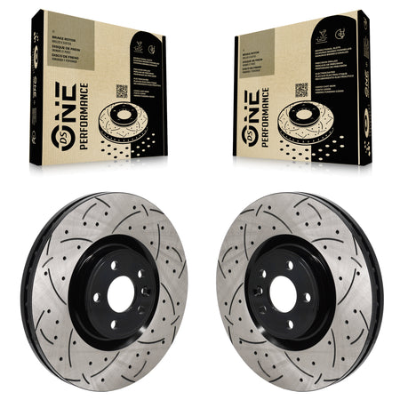 Front Drill Slot Disc Brake Rotors Pair For Land Rover Discovery Sport Range Evoque Jaguar KD-100689