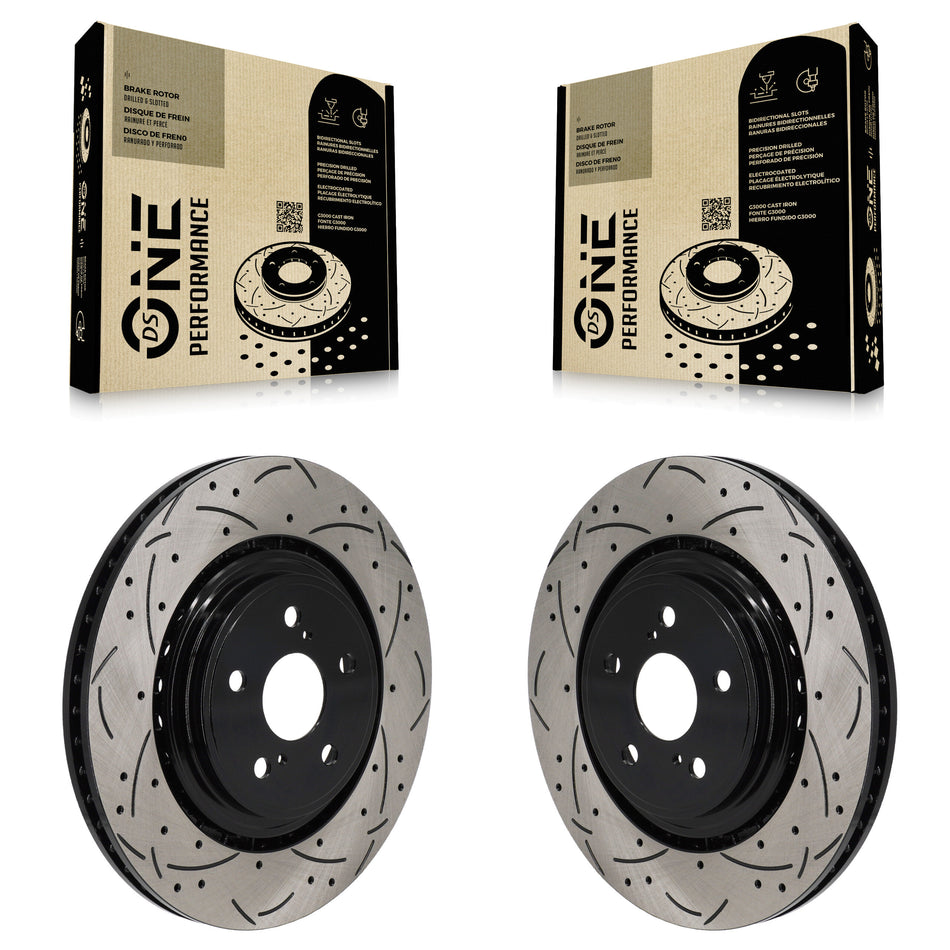 Front Coated Drilled Slot Disc Brake Rotors Pair For Toyota Highlander Lexus RX350 RX350h KD-100694