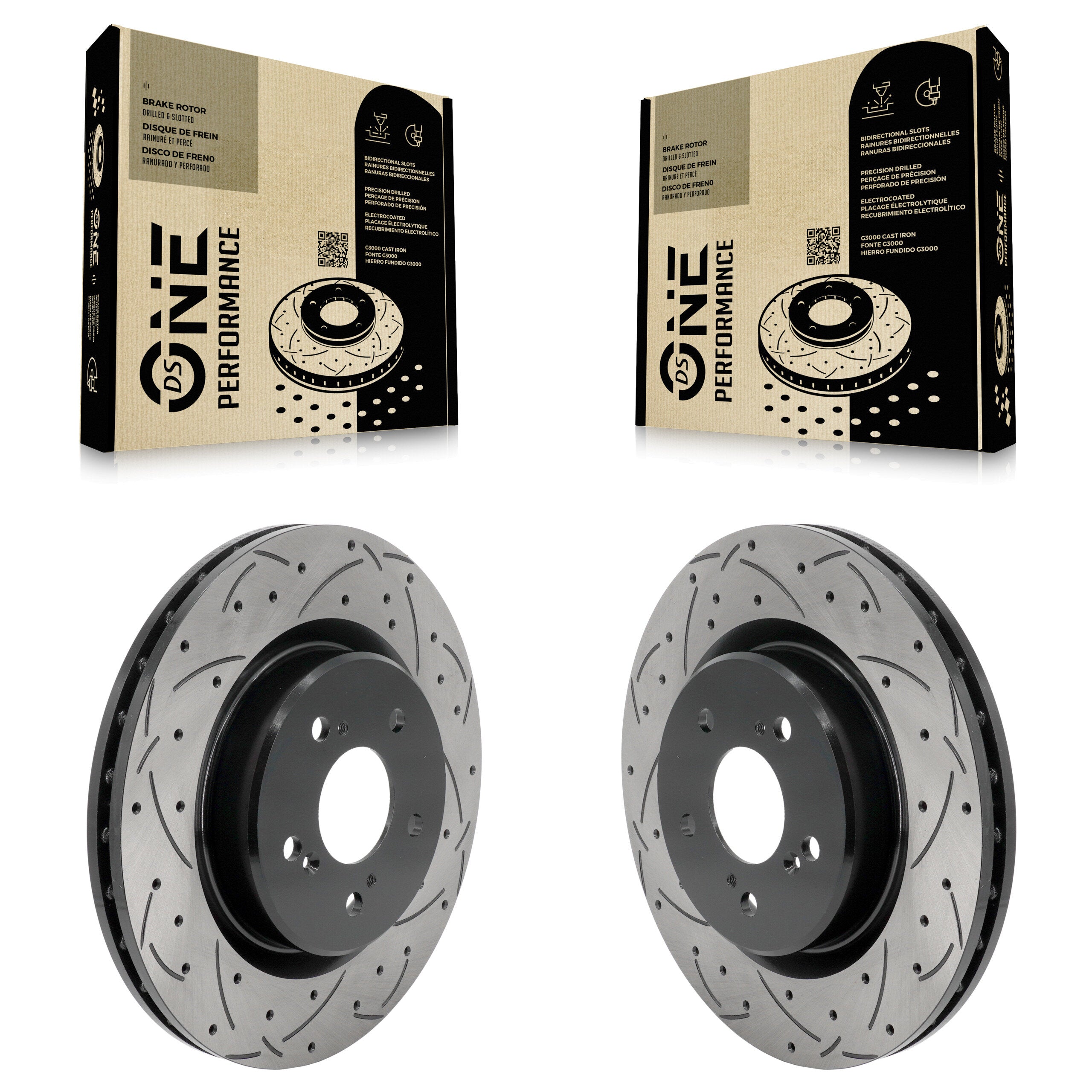 Front Coated Drilled Slotted Disc Brake Rotors Pair For 2021-2023 Acura TLX 2.0L KD-100695
