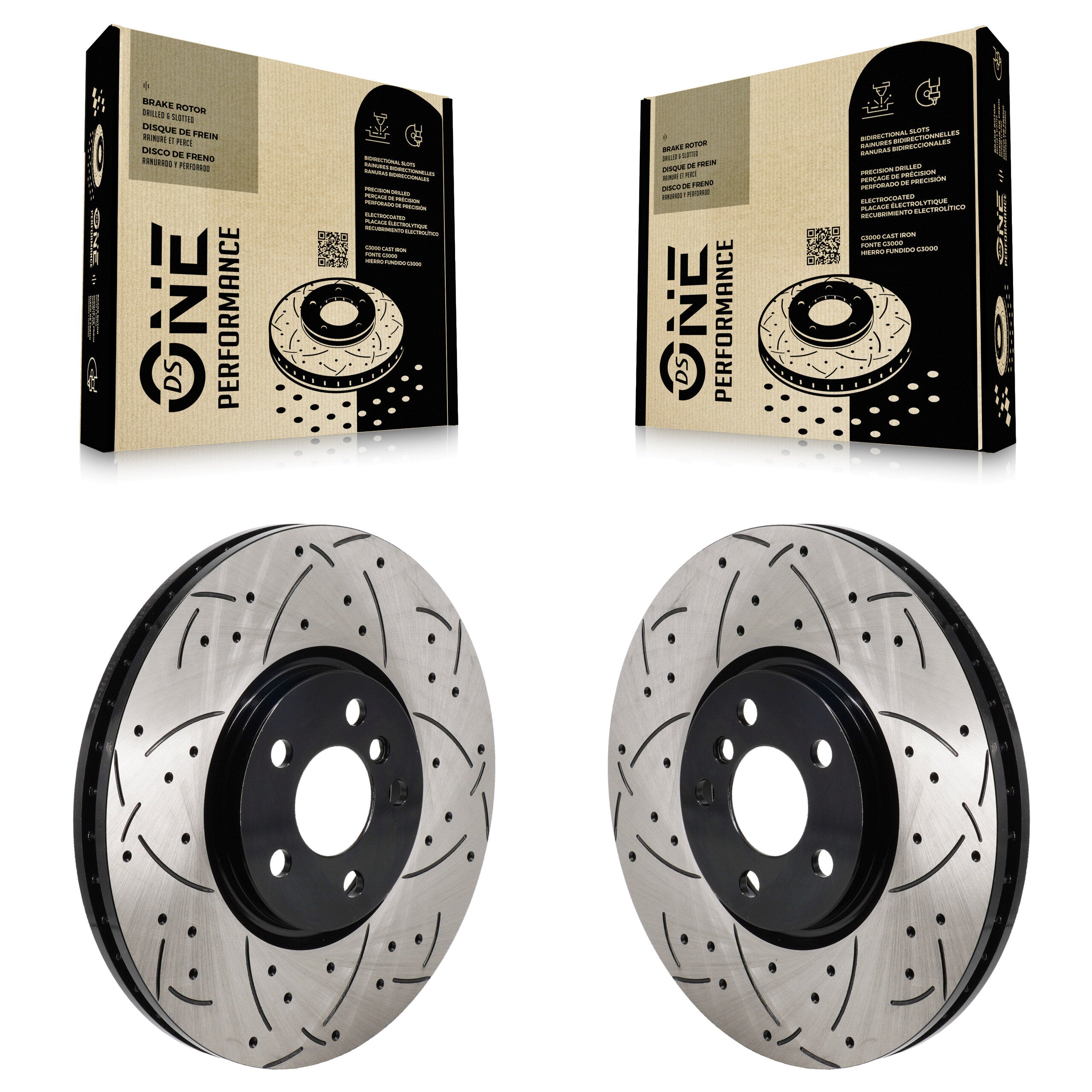 Front Coated Drilled Slotted Disc Brake Rotors Pair For Mini Cooper Countryman Clubman KD-100699