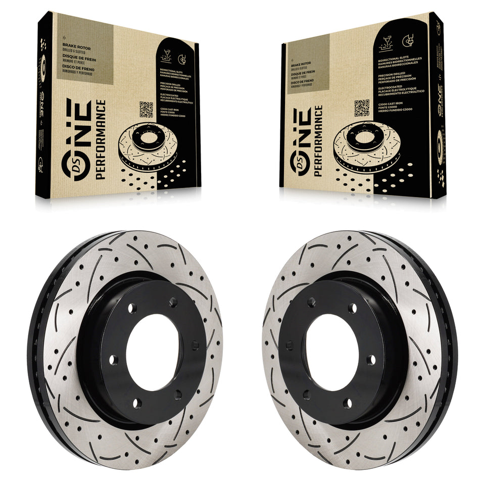Front Coated Drilled Slotted Disc Brake Rotors Pair For Ford Ranger Bronco KD-100702