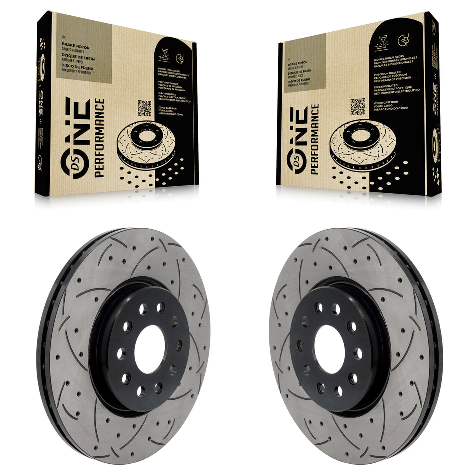 Front Coated Drilled Slotted Disc Brake Rotors Pair For Jeep Grand Cherokee L KD-100703