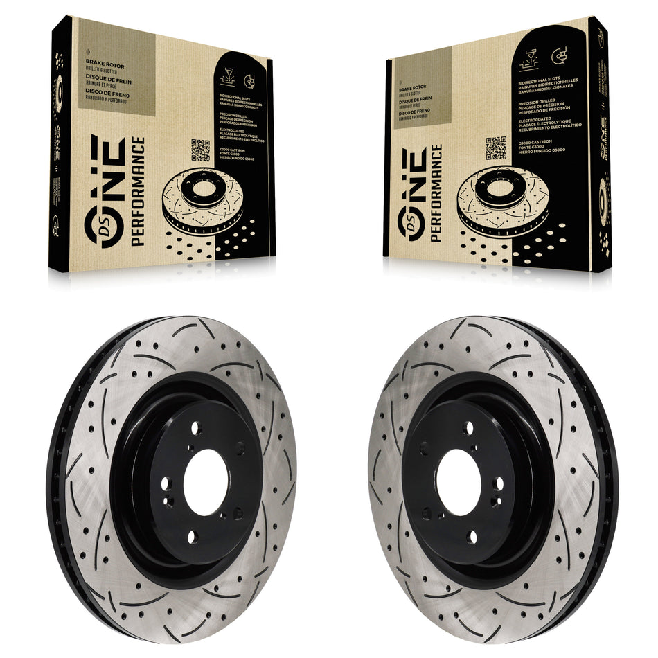Front Coated Drilled Slotted Disc Brake Rotors Pair For Acura MDX Honda Pilot KD-100708
