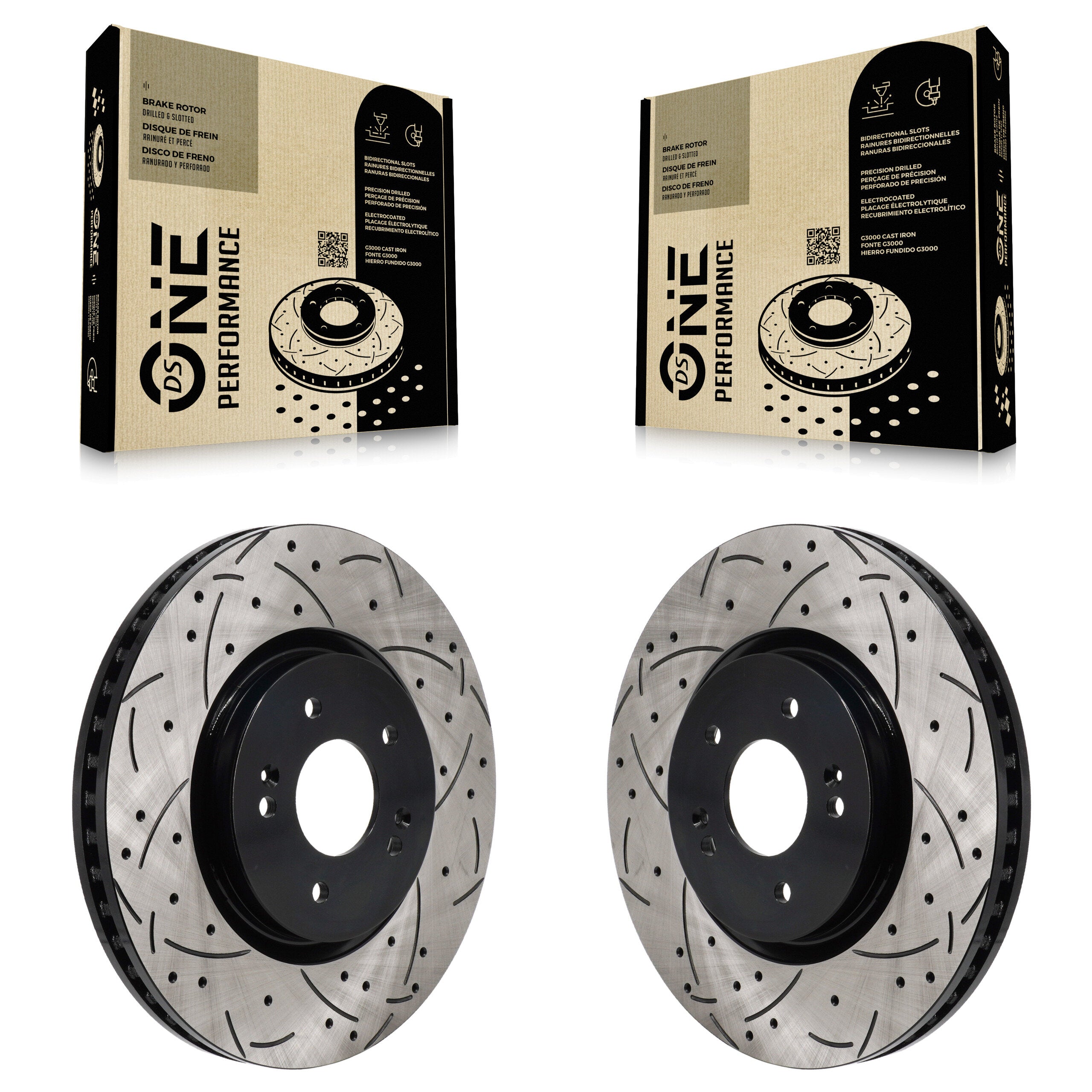 Front Coat Drill Slot Disc Brake Rotors Pair For Hyundai Tucson Kia Sportage Ioniq 5 EV6 6 KD-100710
