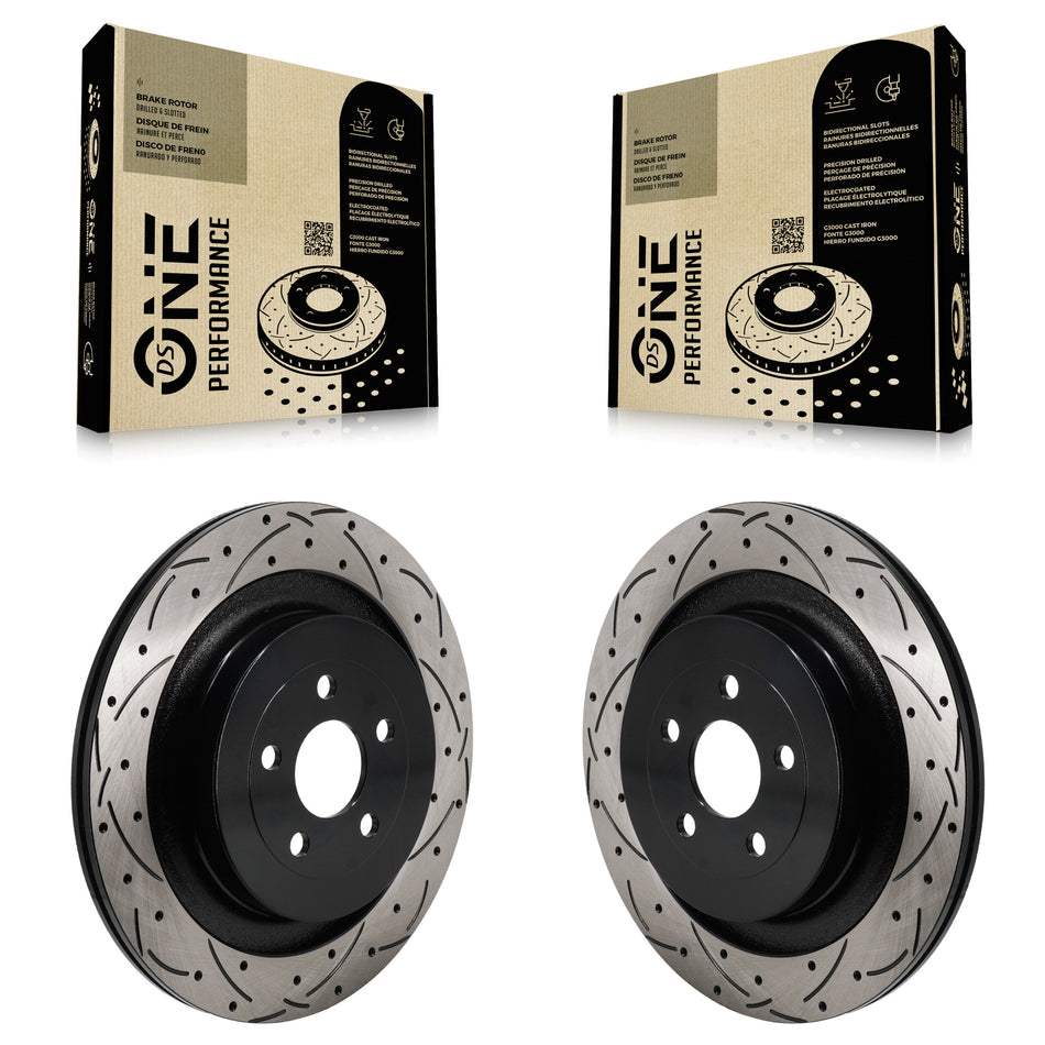 Rear Coated Drilled Slotted Disc Brake Rotors Pair For Ford Edge Lincoln Nautilus KD-100715