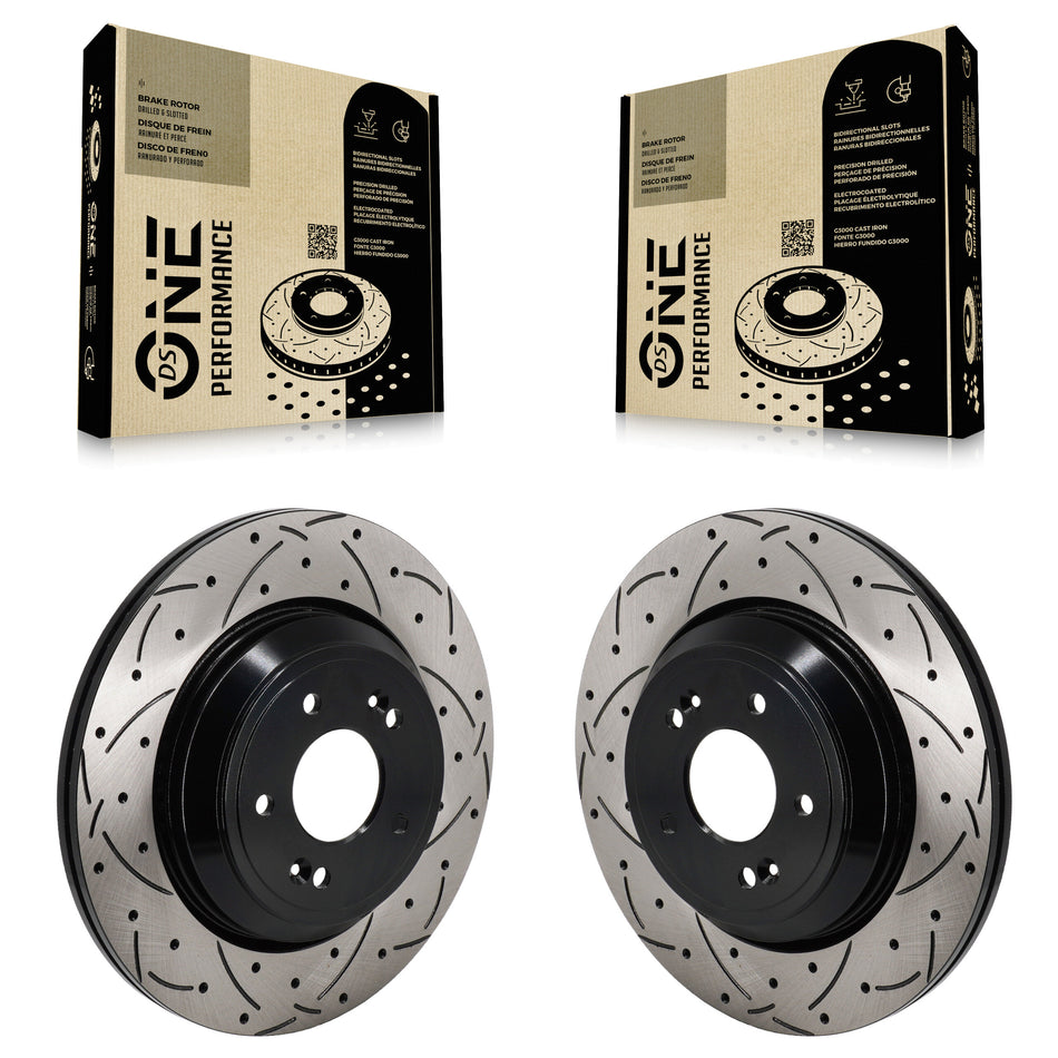 Rear Coated Drilled Slotted Disc Brake Rotors Pair For Genesis G70 Kia Stinger G80 KD-100718