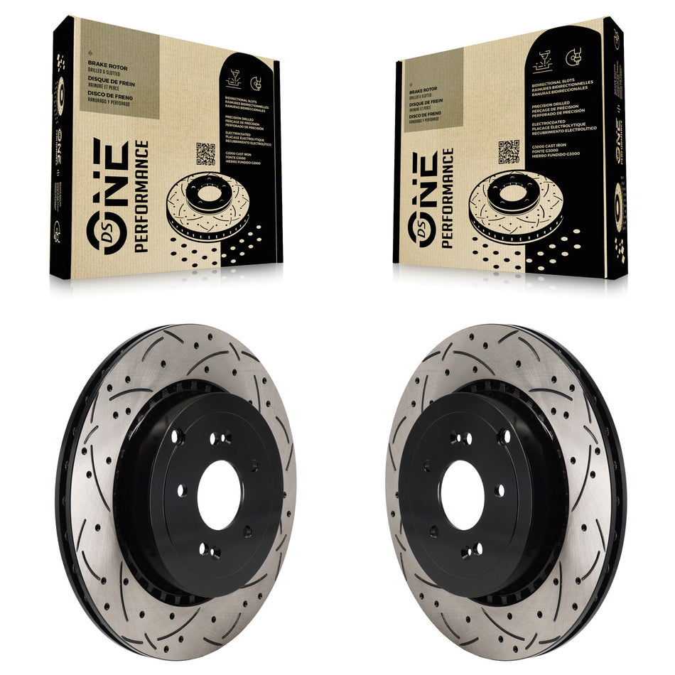 Rear Coated Drilled Slotted Disc Brake Rotors Pair For Genesis G70 Kia Stinger KD-100720
