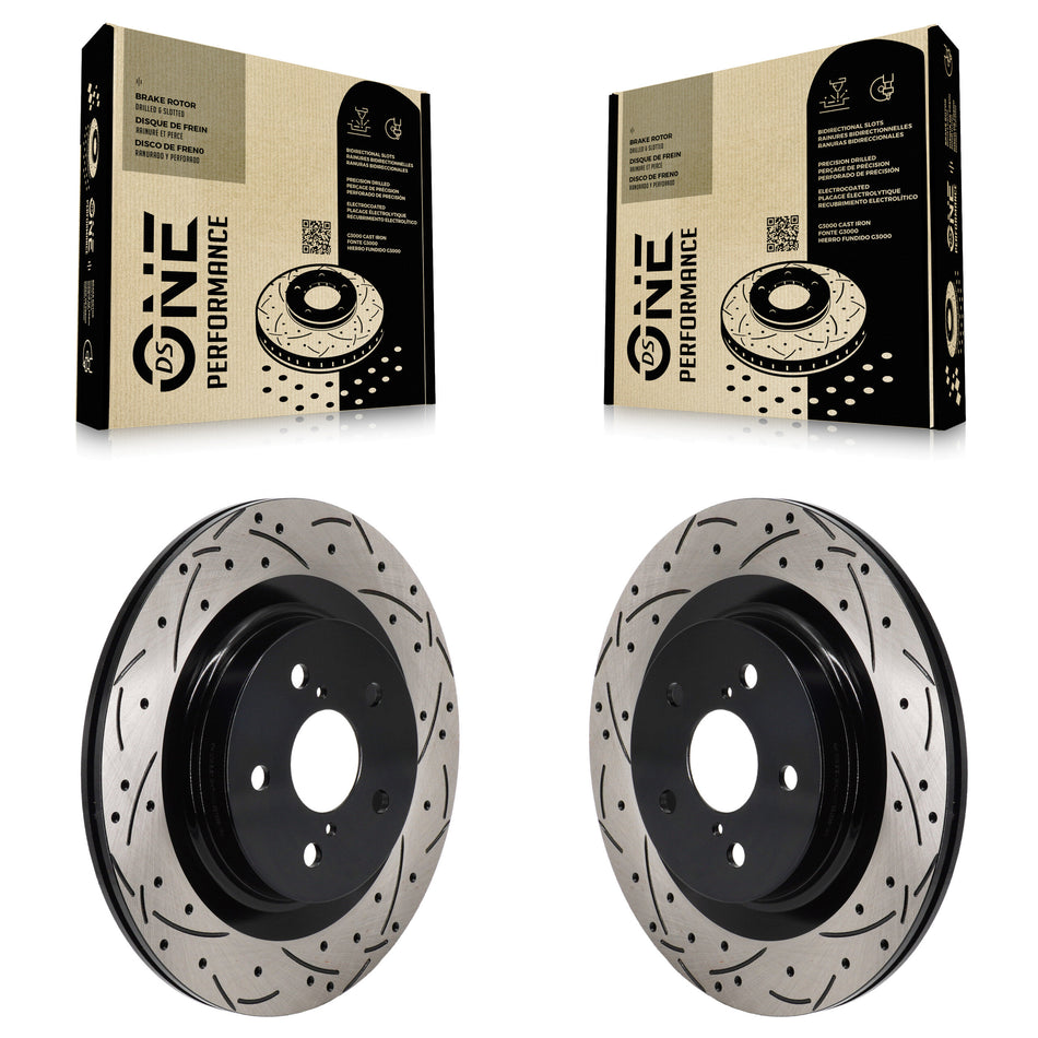 Rear Drill Slot Disc Brake Rotor Pair For Toyota Sienna Lexus RAV4 Prime NX350h bZ4X NX350 KD-100724