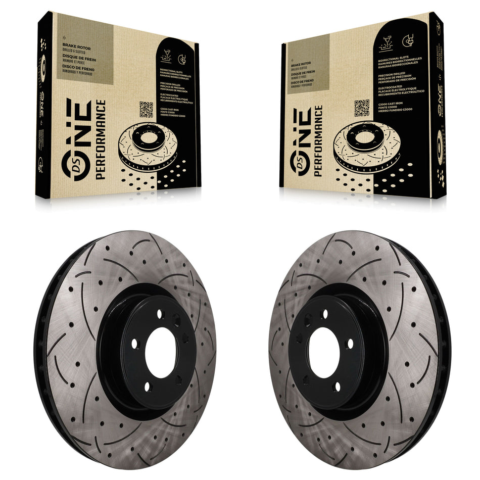 Front Drill Slot Brake Rotor Pair For Land Rover Range Sport Defender 110 Discovery 130 90 KD-100745