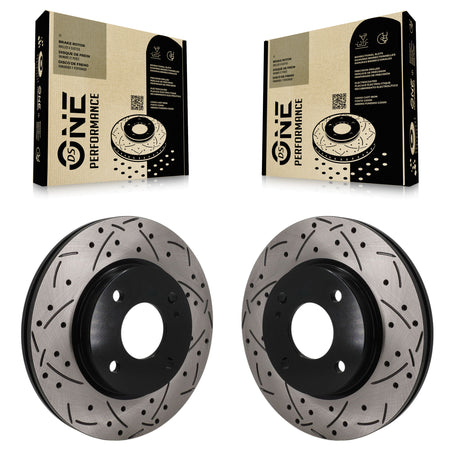 Front Coated Drilled Slotted Disc Brake Rotors Pair For Ford Fiesta KD-100750