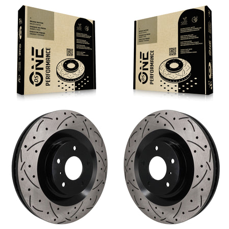Front Coated Drilled Slotted Disc Brake Rotors Pair For INFINITI QX50 QX55 KD-100751