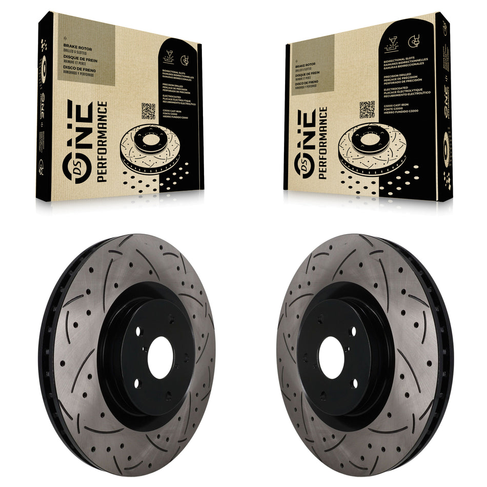 Front Coated Drilled Slotted Disc Brake Rotors Pair For 2019-2024 Subaru Ascent KD-100754