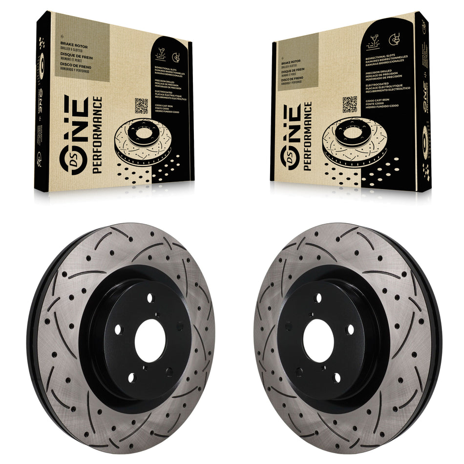 Front Drilled Slot Disc Brake Rotors Pair For Subaru Forester Outback Crosstrek WRX Legacy KD-100767