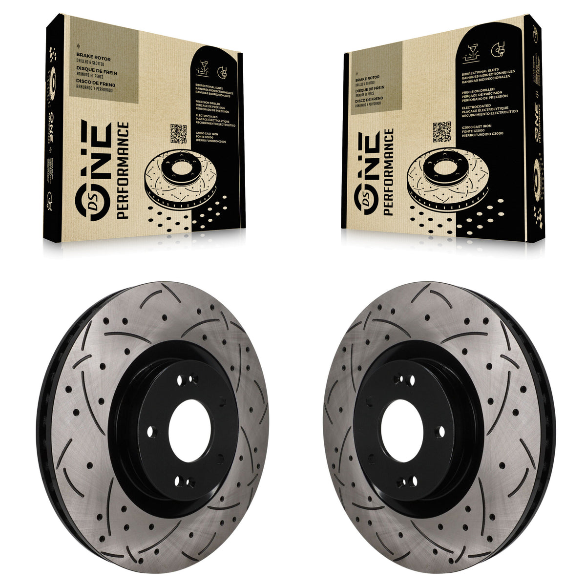 Front Coated Drilled Slotted Disc Brake Rotors Pair For Hyundai Santa Fe Kia Sorento Cruz KD-100774