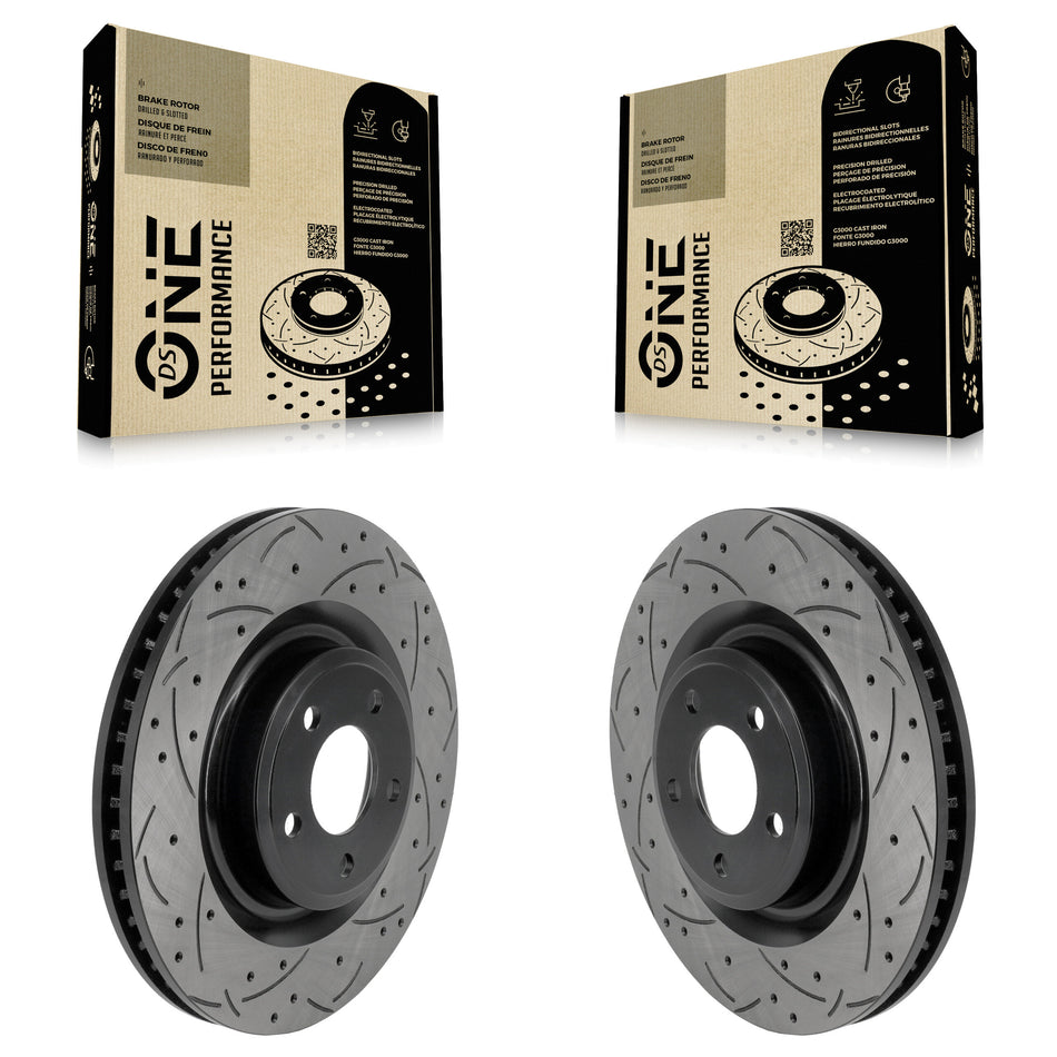 Front Coated Drilled Slotted Disc Brake Rotors Pair For Ford Explorer Lincoln Aviator KD-100778
