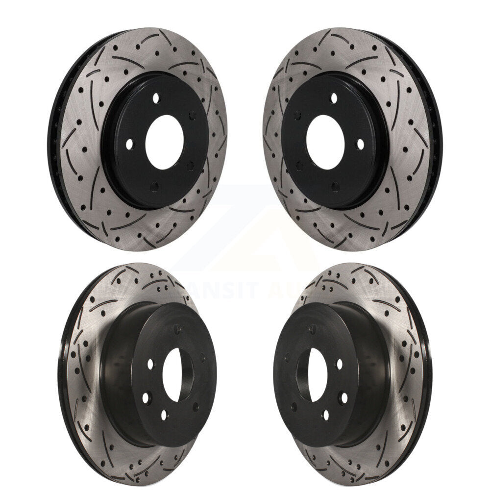 Front Rear Coated Drilled Slotted Disc Brake Rotors Kit For Nissan LEAF KD-100781