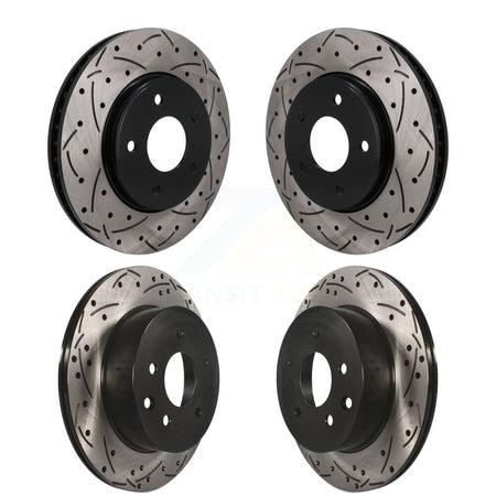 Front Rear Coated Drilled Slotted Disc Brake Rotors Kit For Nissan LEAF KD-100781