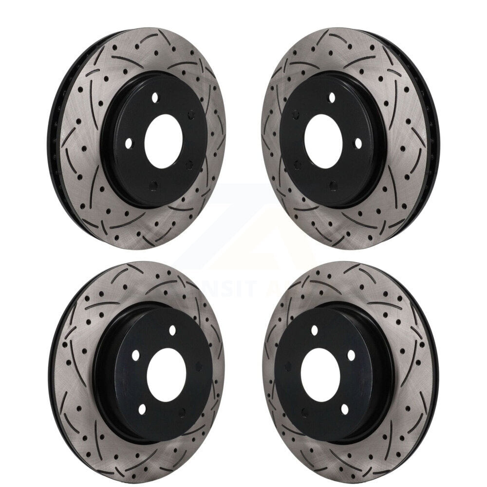 Front Rear Drilled Slot Brake Rotors Kit For 18-24 Nissan LEAF With Electric Parking KD-100783