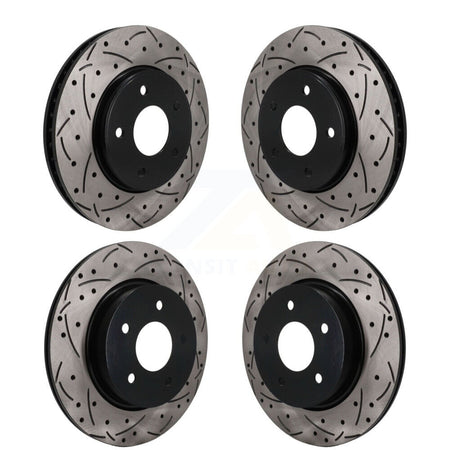 Front Rear Drilled Slot Brake Rotors Kit For 18-24 Nissan LEAF With Electric Parking KD-100783