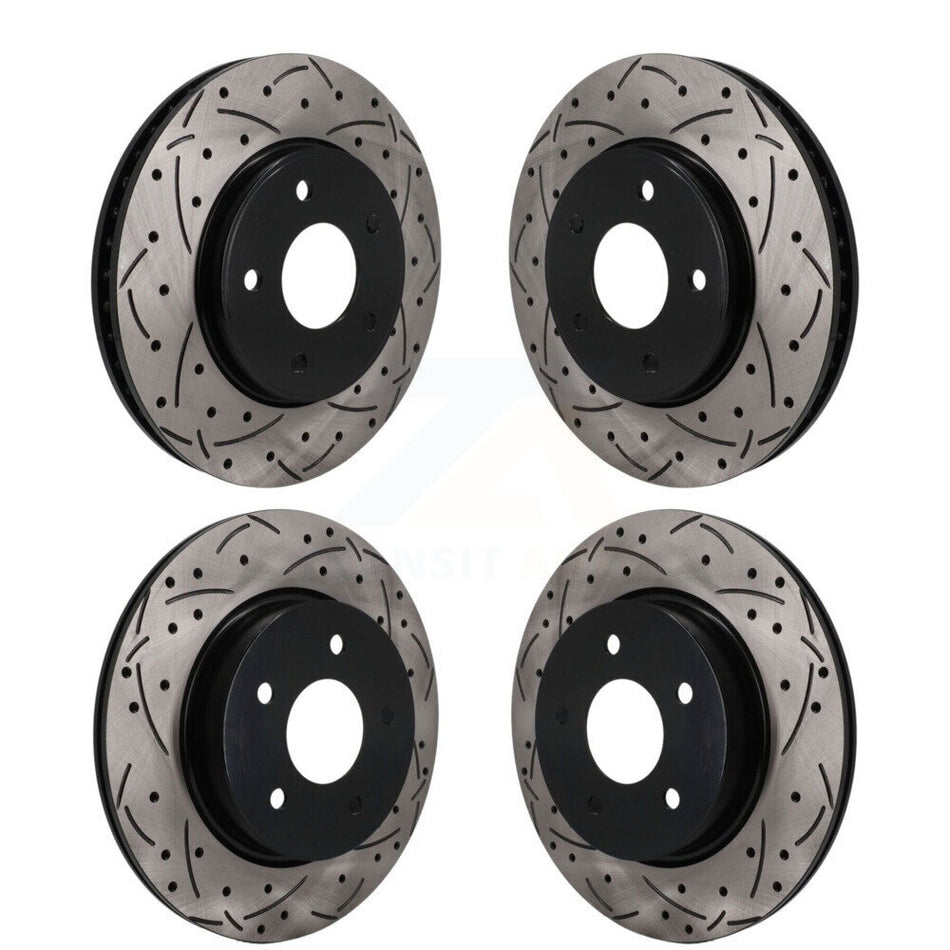 Front Rear Drilled Slot Brake Rotors Kit For 18-24 Nissan LEAF With Electric Parking KD-100783