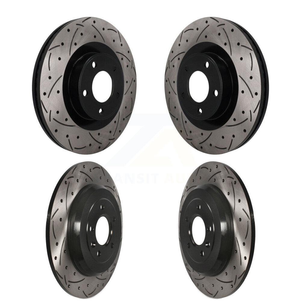 Front Rear Coated Drilled Slotted Disc Brake Rotors Kit For Ford Edge Lincoln MKX KD-100785