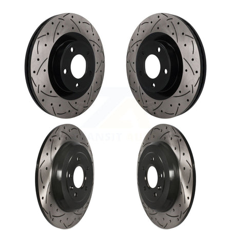 Front Rear Coated Drilled Slotted Disc Brake Rotors Kit For Ford Edge Lincoln MKX KD-100785
