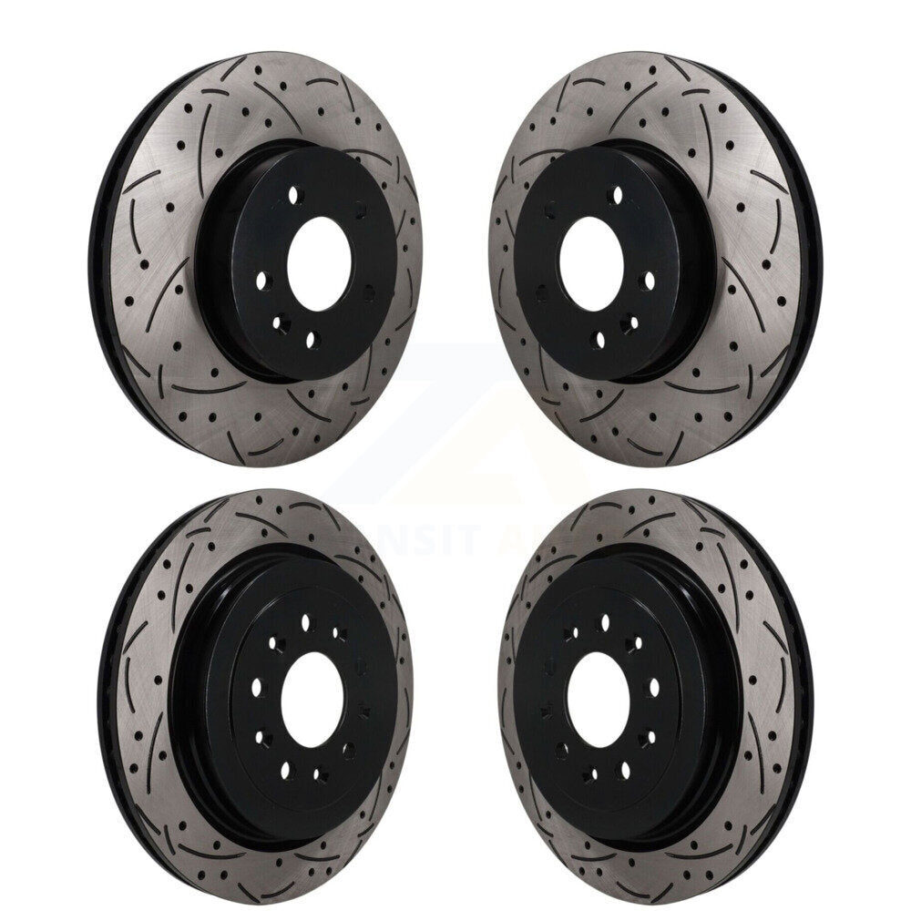Front Rear Coated Drilled Slotted Disc Brake Rotors Kit For Cadillac ATS KD-100788