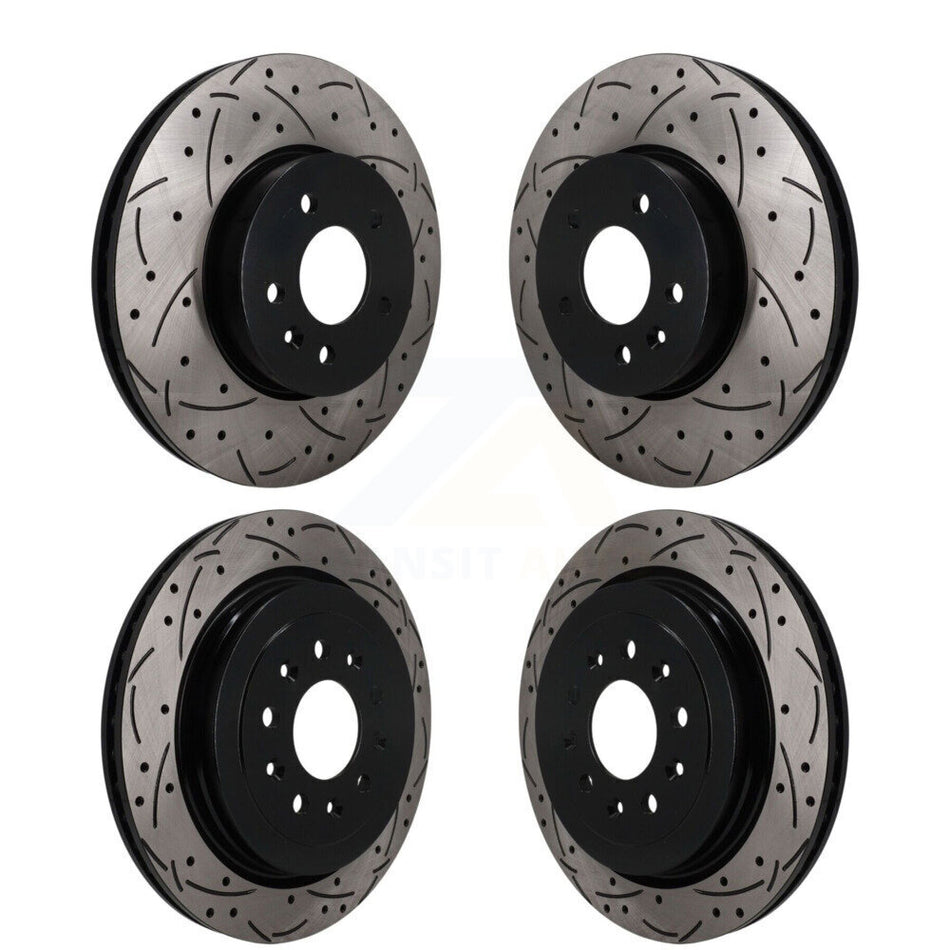 Front Rear Coated Drilled Slotted Disc Brake Rotors Kit For Cadillac ATS KD-100788