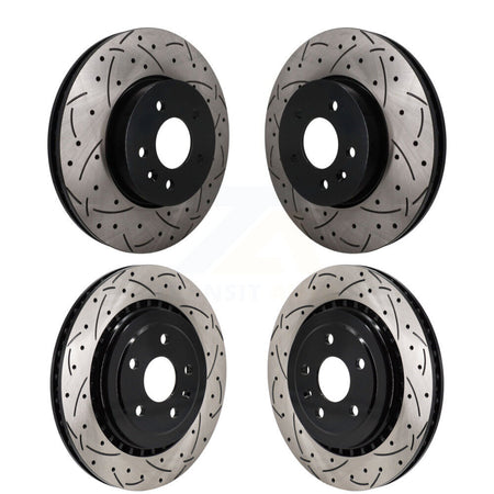 Front Rear Coated Drilled Slotted Disc Brake Rotors Kit For Cadillac ATS V KD-100789