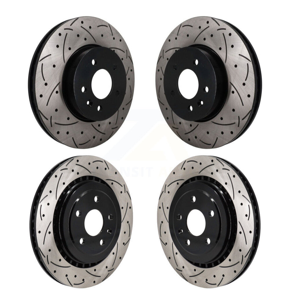 Front Rear Coated Drilled Slotted Disc Brake Rotors Kit For Cadillac ATS V KD-100789