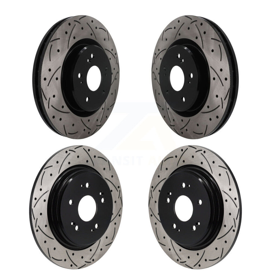 Front Rear Coated Drilled Slotted Disc Brake Rotors Kit For 2019-2024 Acura RDX KD-100790