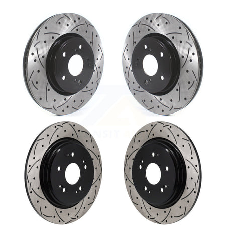 Front Rear Coated Drilled Slotted Disc Brake Rotors Kit For 2023-2024 Honda HR-V KD-100791