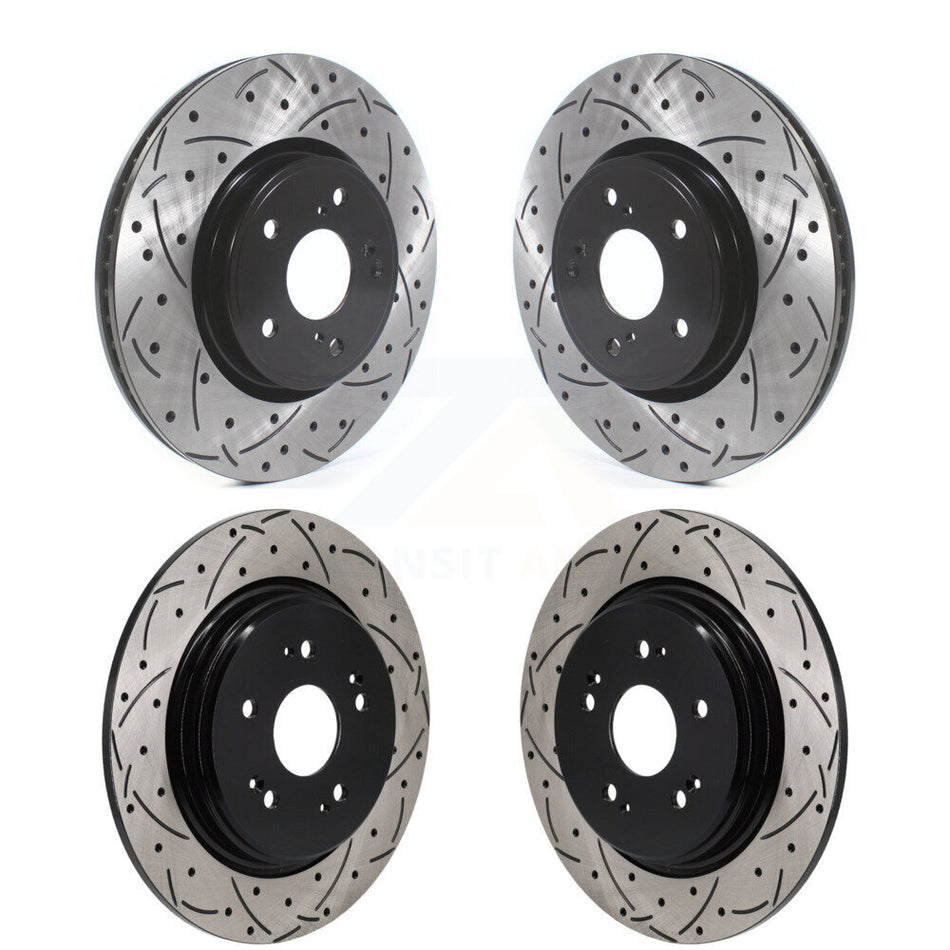 Front Rear Coated Drilled Slotted Disc Brake Rotors Kit For 2023-2024 Honda HR-V KD-100791