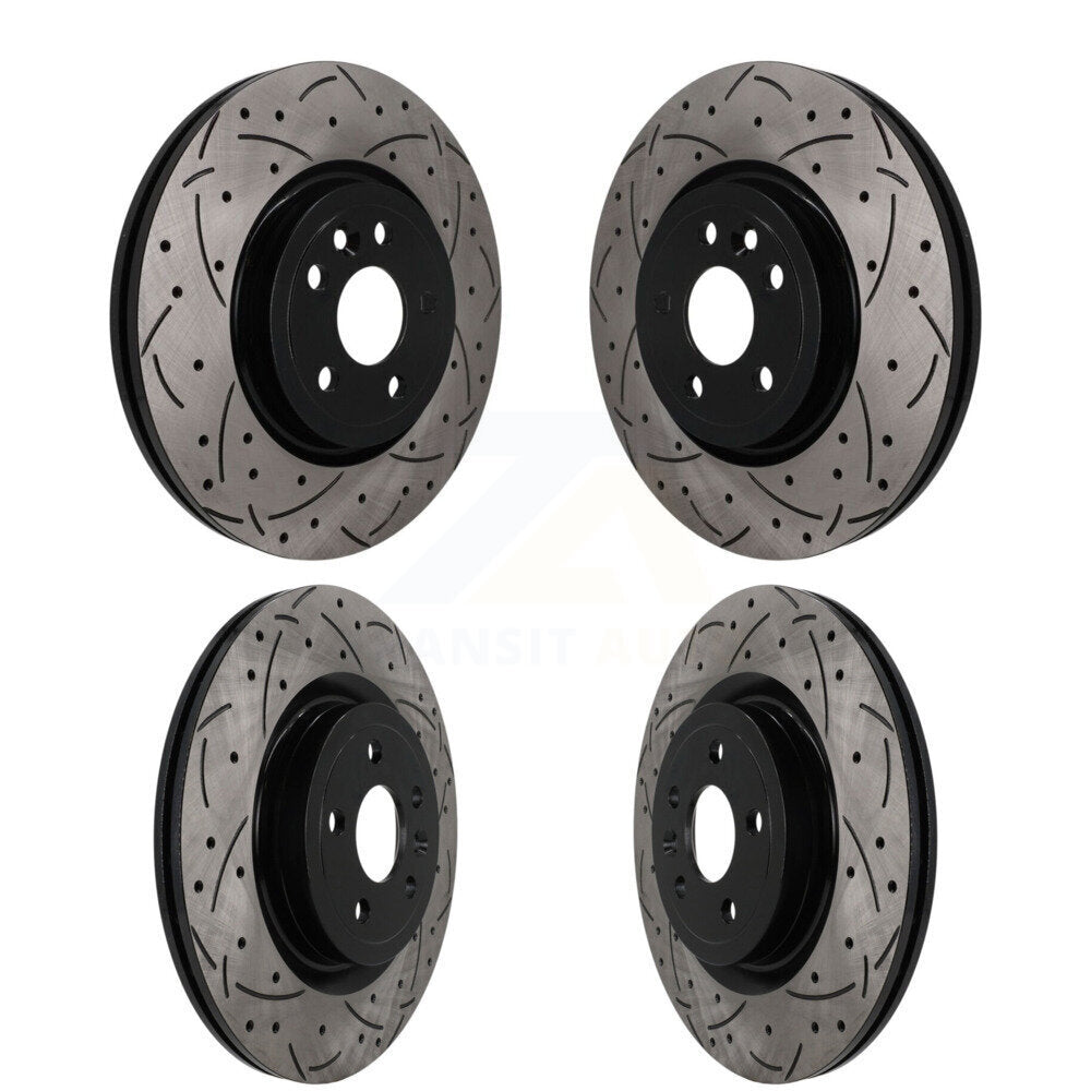 Front Rear Coated Drilled Slotted Disc Brake Rotors Kit For Jaguar F-Pace KD-100794
