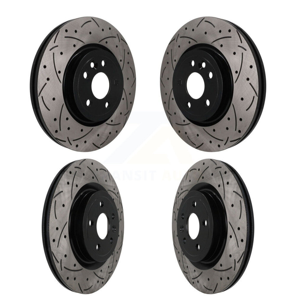 Front Rear Coated Drilled Slotted Disc Brake Rotors Kit For Jaguar F-Pace KD-100794