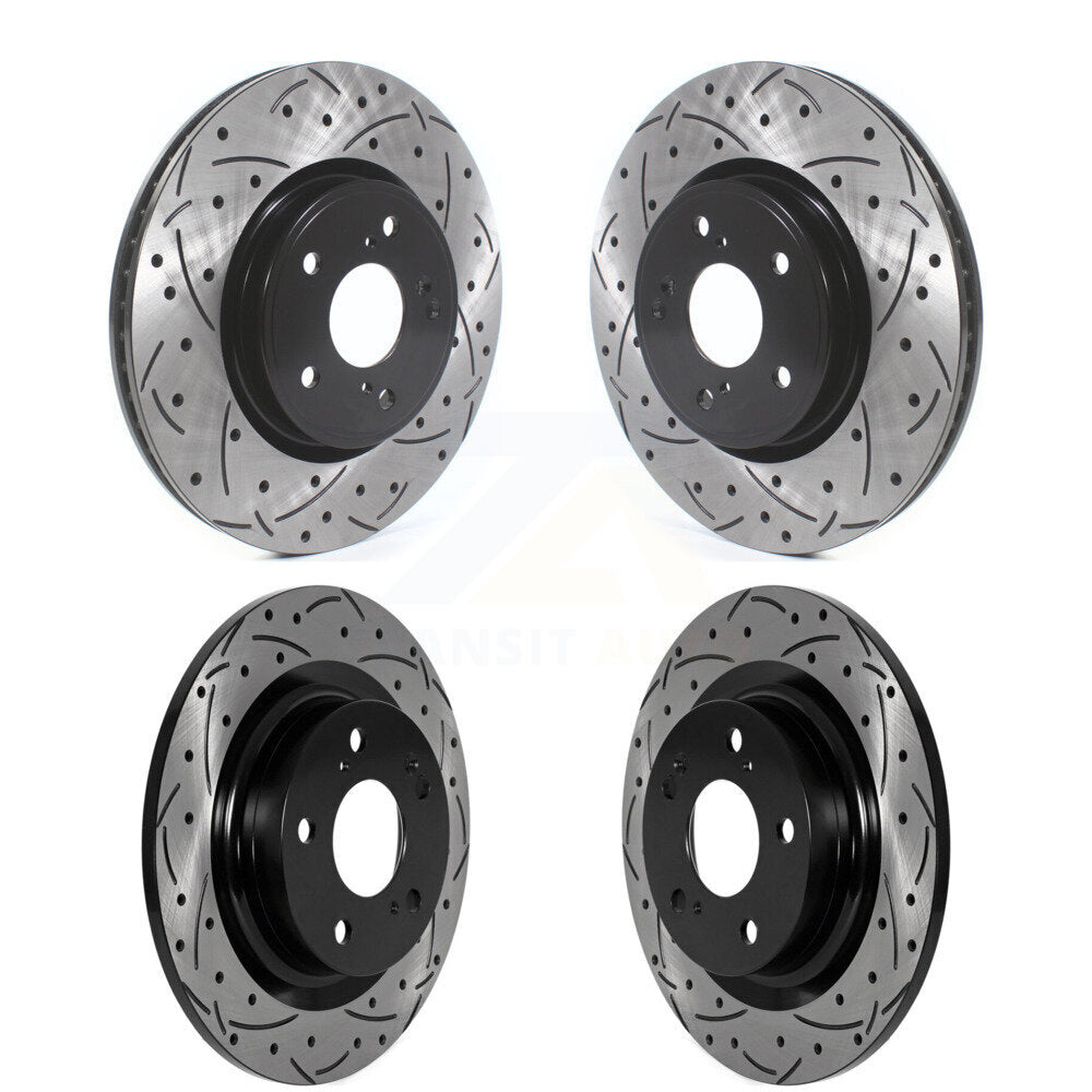 Front Rear Coated Drilled Slotted Disc Brake Rotors Kit For 2024 Acura Integra 1.5L KD-100797