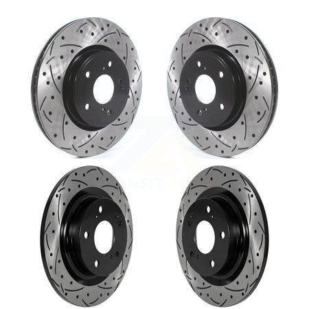 Front Rear Coated Drilled Slotted Disc Brake Rotors Kit For 2024 Acura Integra 1.5L KD-100797