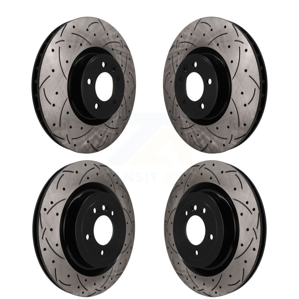 Front Rear Coated Drilled Slot Disc Brake Rotors Kit For Land Rover Range Sport Discovery KD-100800